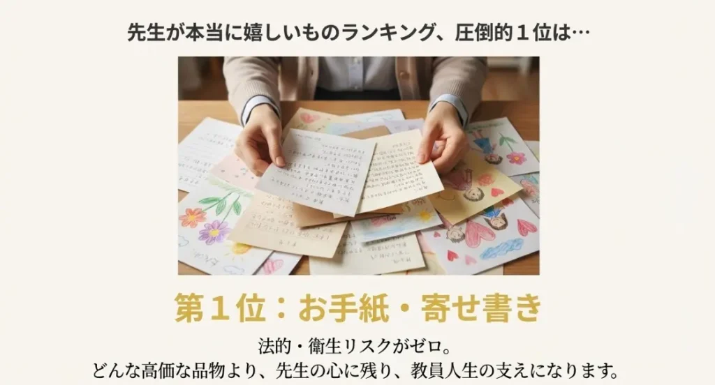 現場教師の本音に迫る本当に嬉しいものランキング１位は、お手紙・寄せ書き