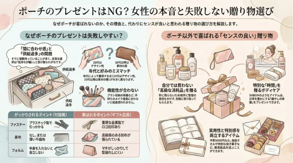 ポーチプレゼントが嬉しくない？女性の本音と失敗しない贈り物選び 