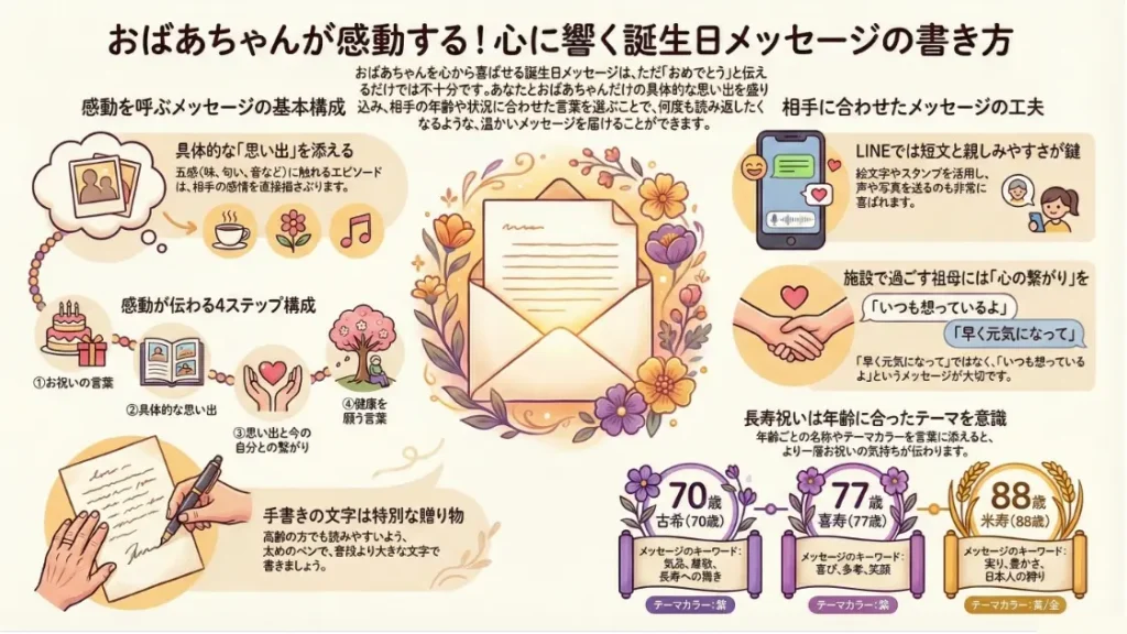 おばあちゃんが感動する心に響く誕生日メッセージの書き方