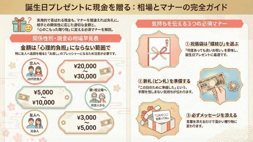 誕生日プレゼントに現金を贈る相場とマナーの完全ガイド