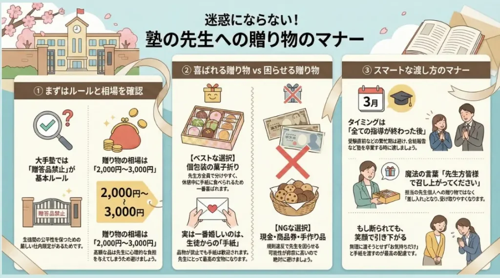 塾の先生へのプレゼントは迷惑？喜ばれる品やマナーを徹底解説