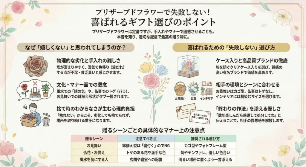 プリザーブドフラワーで失敗しない喜ばれるギフト選びのポイント