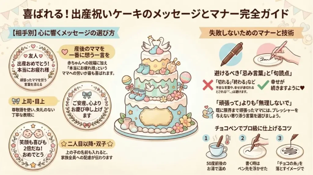 喜ばれる出産祝いのケーキのメッセージとマナー