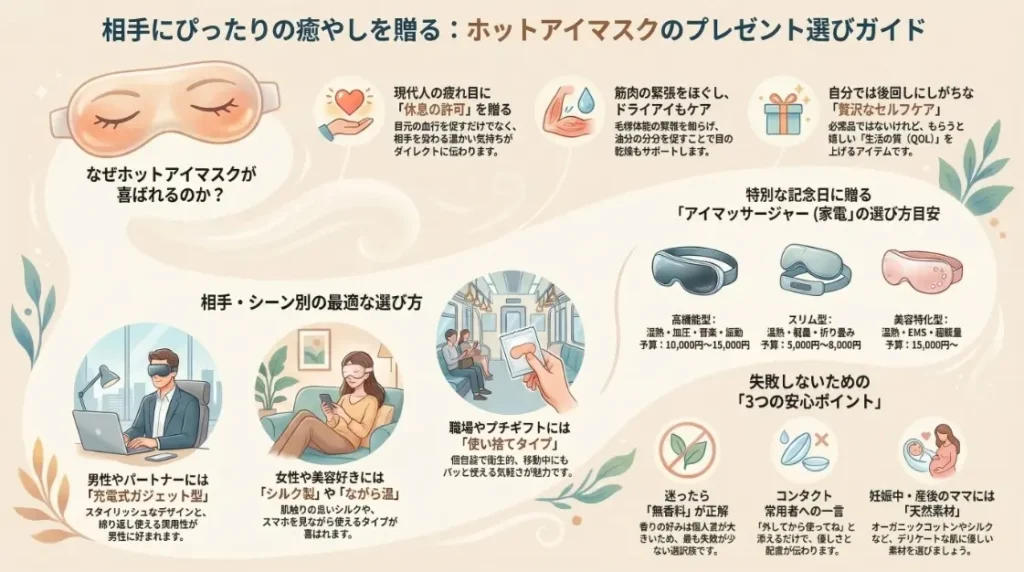 相手にぴったりの癒しを贈るホットアイマスクのプレゼント