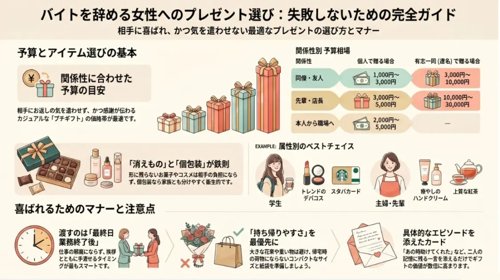 バイトを辞める女性へのプレゼント選び
