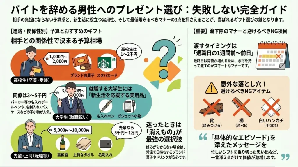 バイトを辞める男性へのプレゼント
