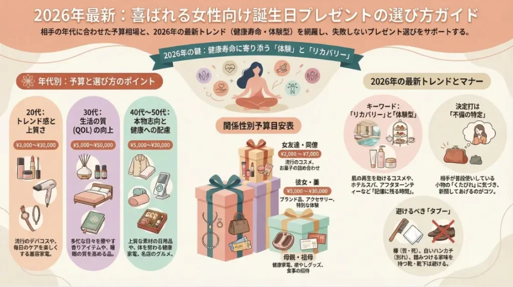 喜ばれる女性向け誕生日プレゼント選び方ガイド