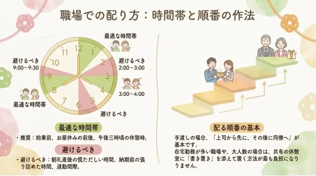 職場での配り方時間帯と順番の作法