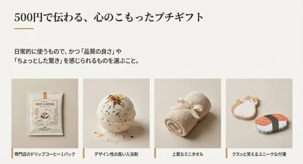 個別で贈る500円前後のプチギフト
