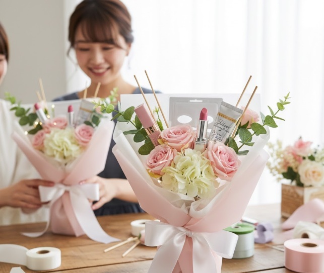 コスメブーケの手作りやラッピング方法