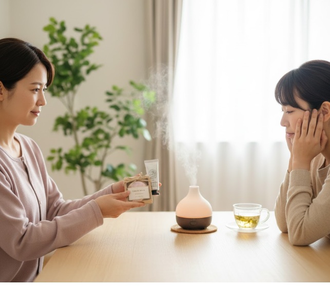 入浴剤やハンドクリームに添える癒やしの一言