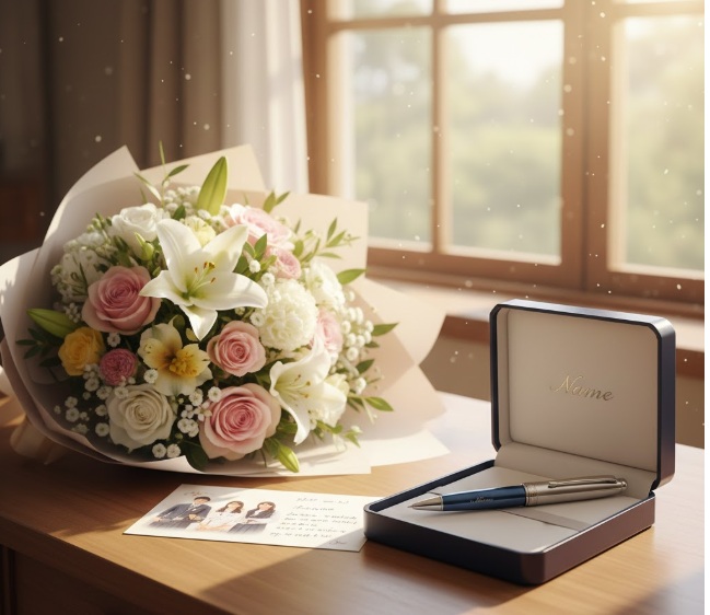 名入れボールペンや花束など定番アイテムの魅力