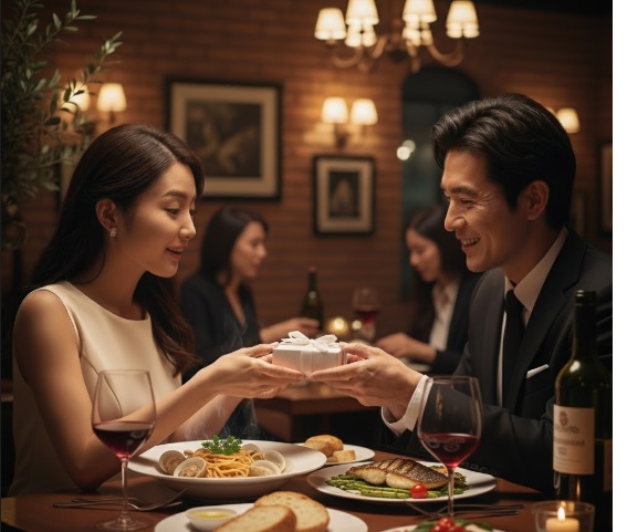 食事中のプレゼント渡すタイミング