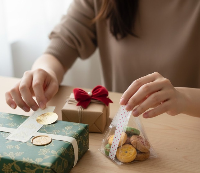 おしゃれに見せるプレゼントシールの貼る位置