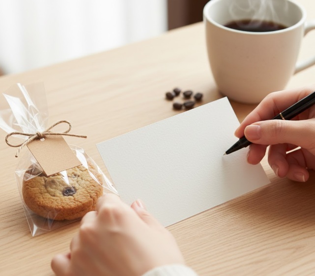 お菓子のプチギフトに添えるカード