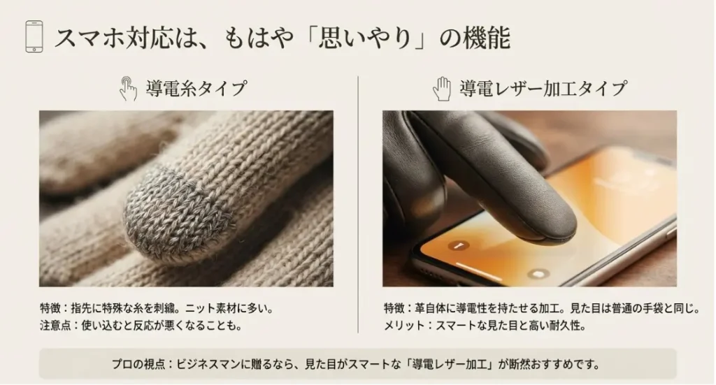 スマホ対応の利便性と導電素材による違い