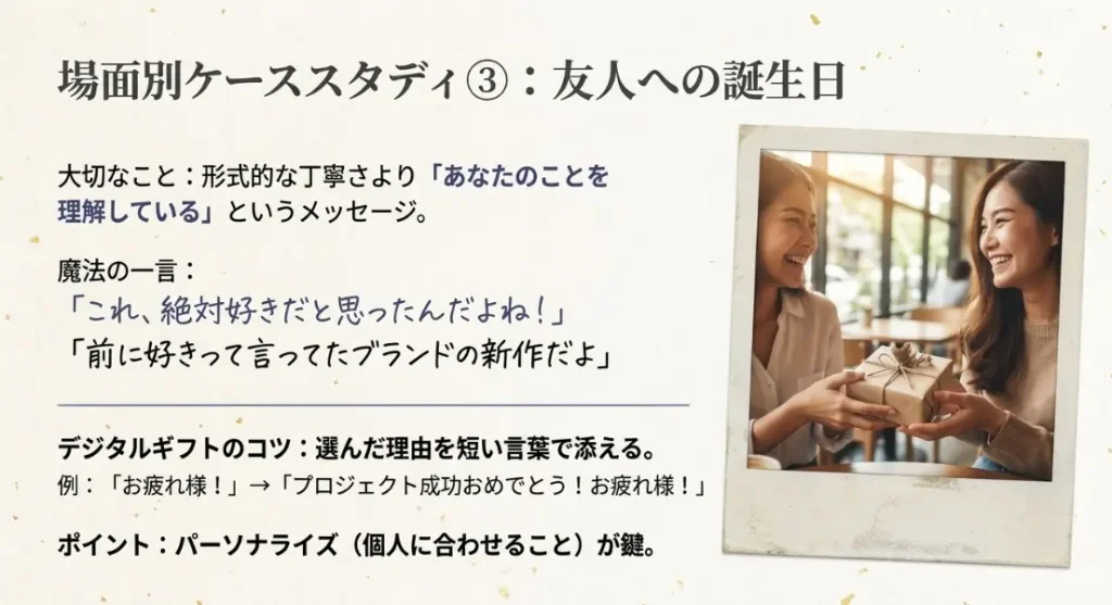 誕生日に友人の心を掴むカジュアルで温かい言葉