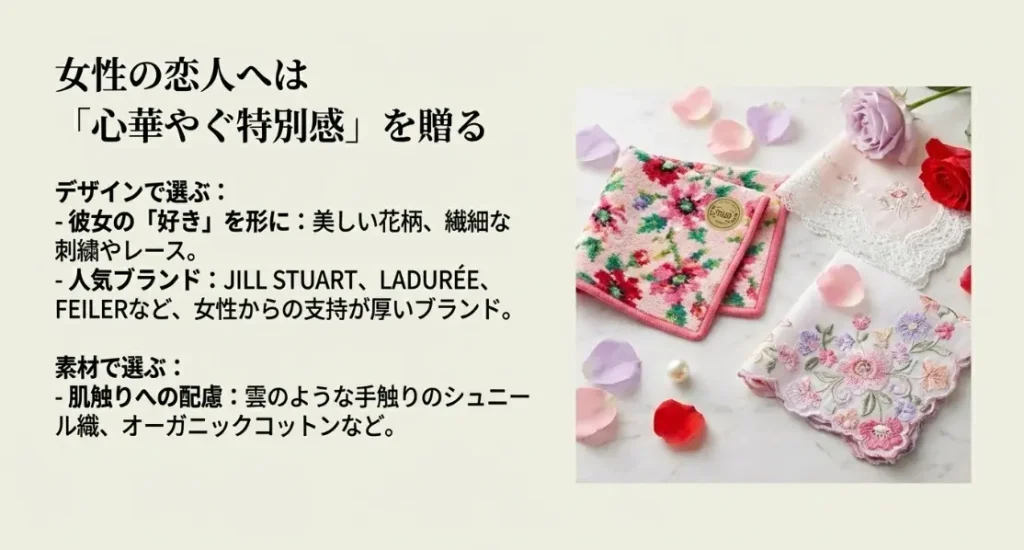 女性の恋人へ贈るハンカチの選び方