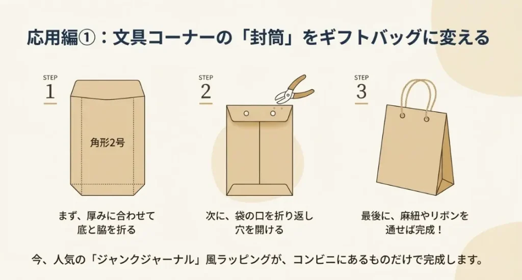 封筒をプレゼント用紙袋にする方法