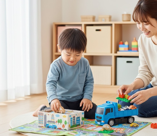 男の子が夢中になるコンパクトな車やブロック