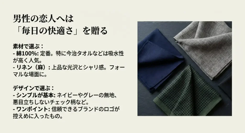 男性の恋人へ贈るハンカチの選び方