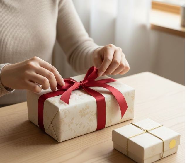 箱ラッピングとリボンの関係