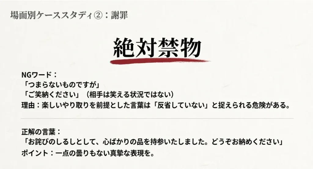謝罪の品を渡すときに気をつけたい言葉のタブー