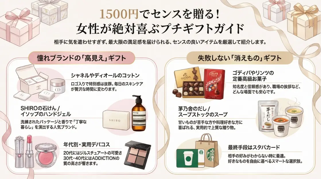1500円で女性が喜ぶプレゼント！デパコスやセンスのいい雑貨