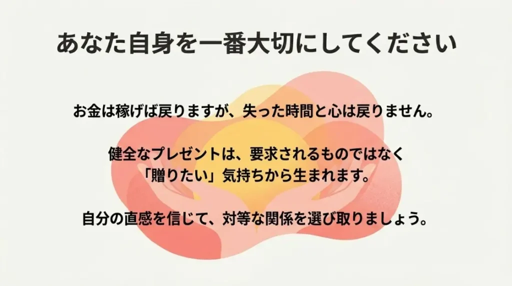 あなた自身の幸せを最優先に決めてください