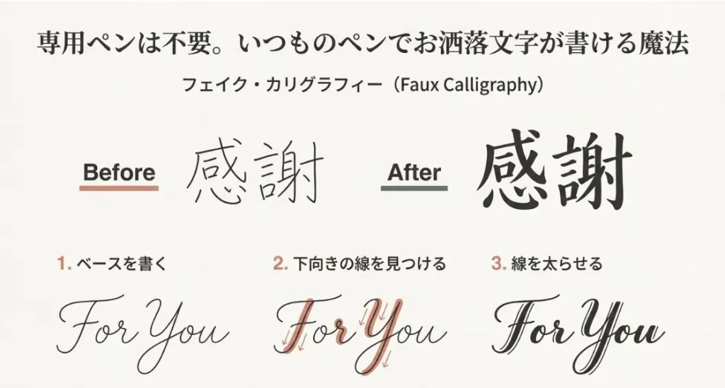 専用の筆記具がなくても書けるフェイクカリグラフィー