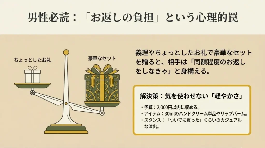 男性がロクシタンを贈る際に注意すべきお返しの負担感
