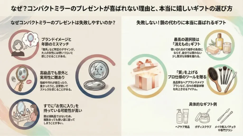 コンパクトミラーのプレゼントがいらない？失敗しないギフト選びと処分法