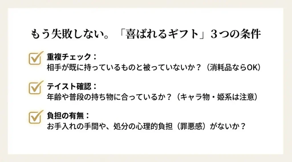 「喜ばれるギフト」へのチェックリスト