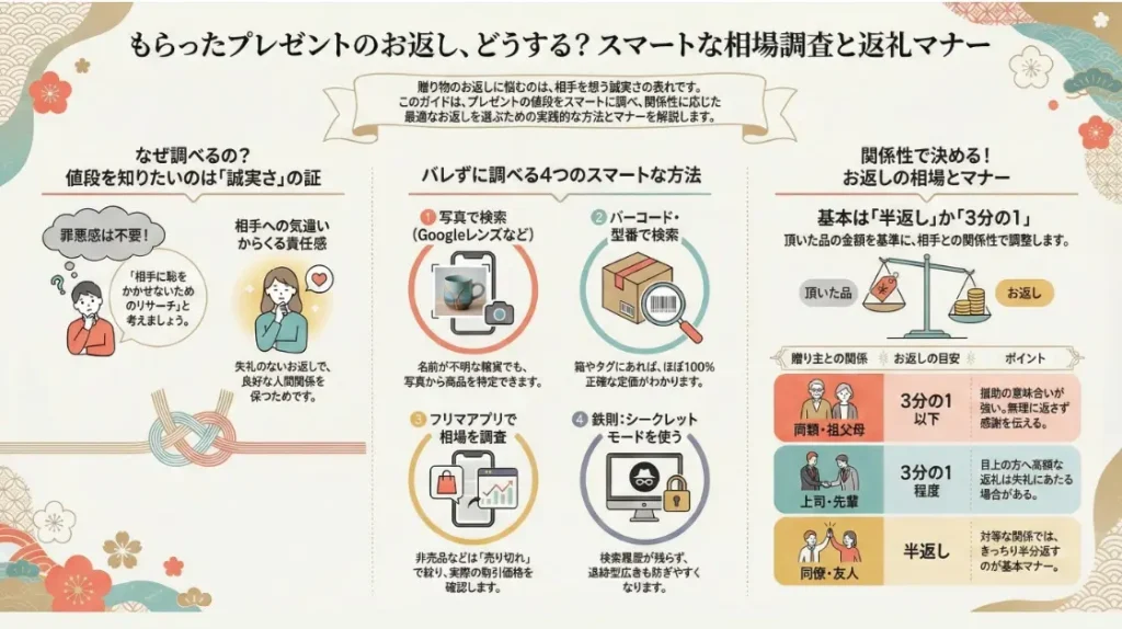 プレゼントの値段を調べる方法は？バレずに相場を確認するコツとマナー