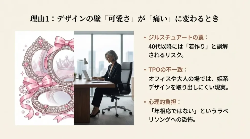 ジルスチュアートの鏡は40代に痛い？年齢層で見えるデザインの壁