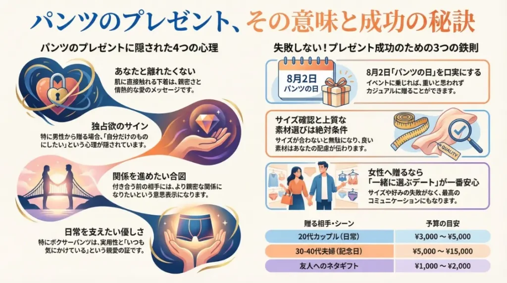 パンツのプレゼントの意味とは？贈る心理や失敗しない選び方を解説