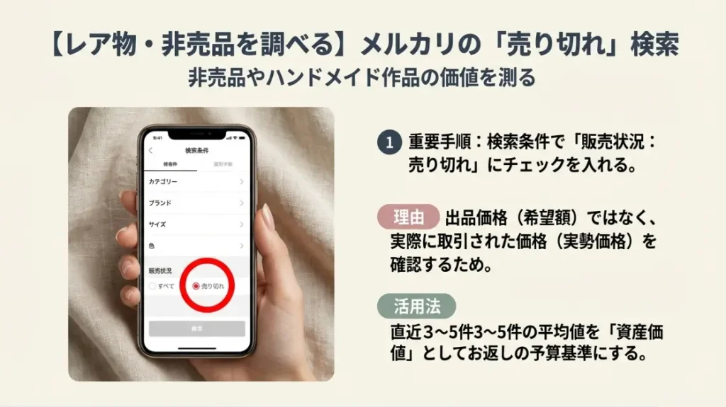 メルカリの売り切れ履歴から中古相場を算出するコツ