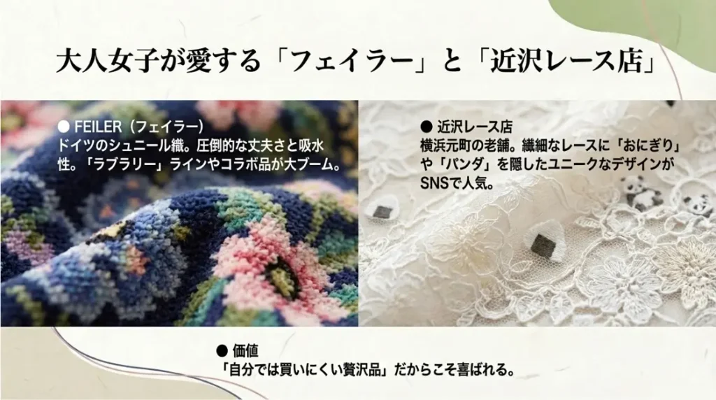 フェイラーや近沢レースの大人女子ギフト