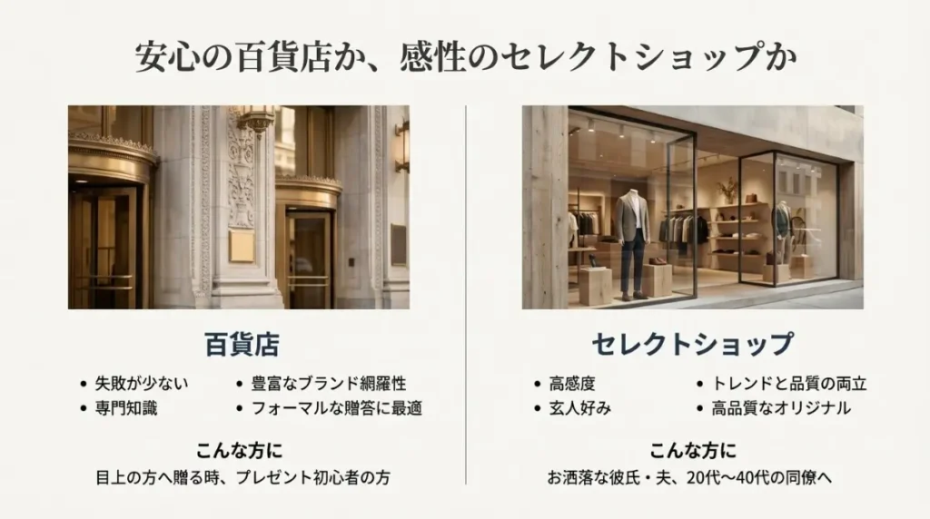 百貨店とセレクトショップの特徴