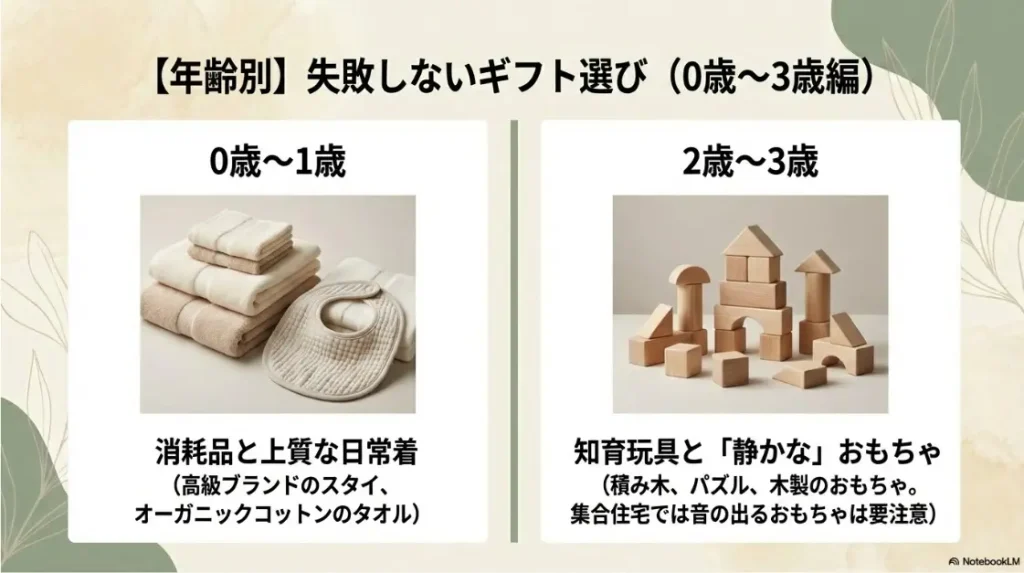 【0歳〜1歳】消耗品と上質な日常着【2歳〜3歳】知育玩具と「静かな」おもちゃ