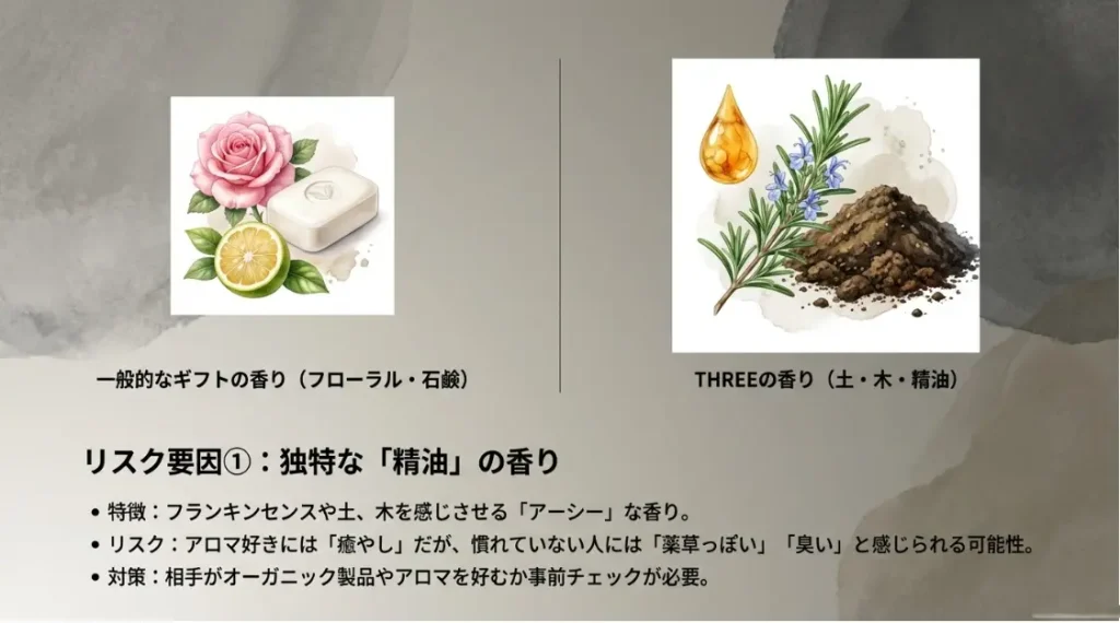 エッセンシャルセンツの香水は個性が強く好みが分かれる