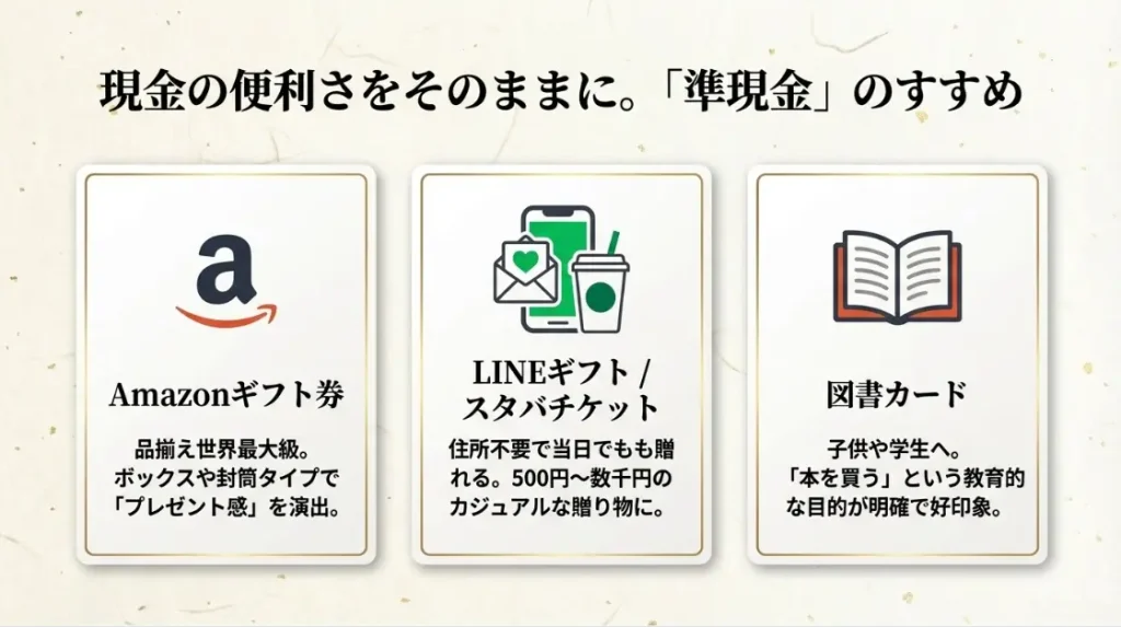 Amazonギフト券など現金に近い便利な代わりの贈り物