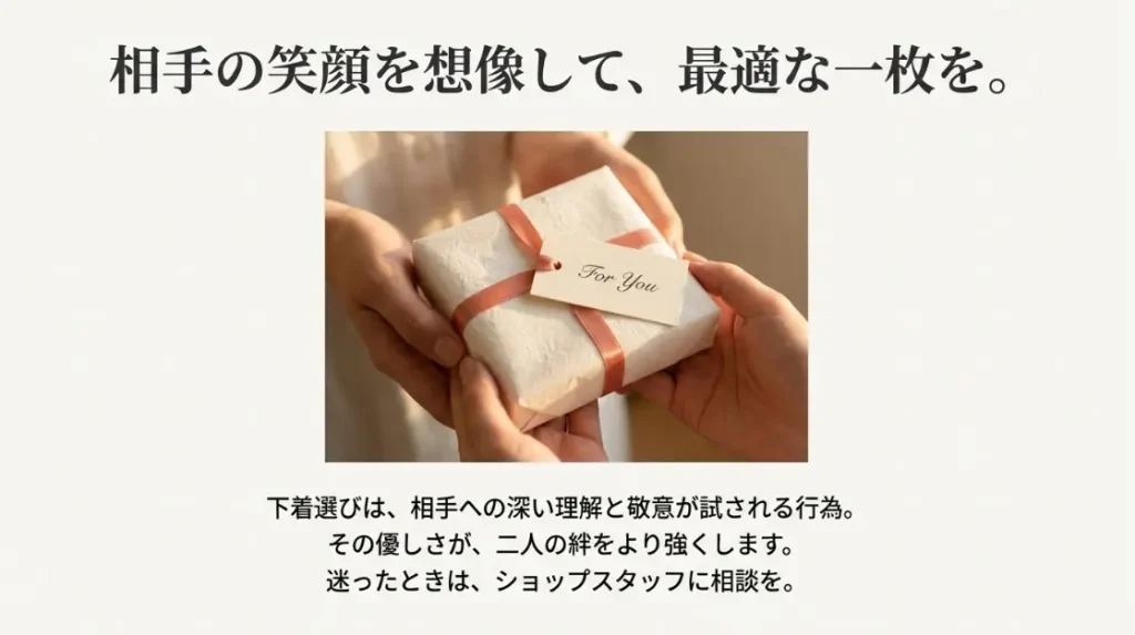 下着選びは、相手への深い理解と敬意を試される、ある意味では一番難しく、一番楽しいプレゼント選びです