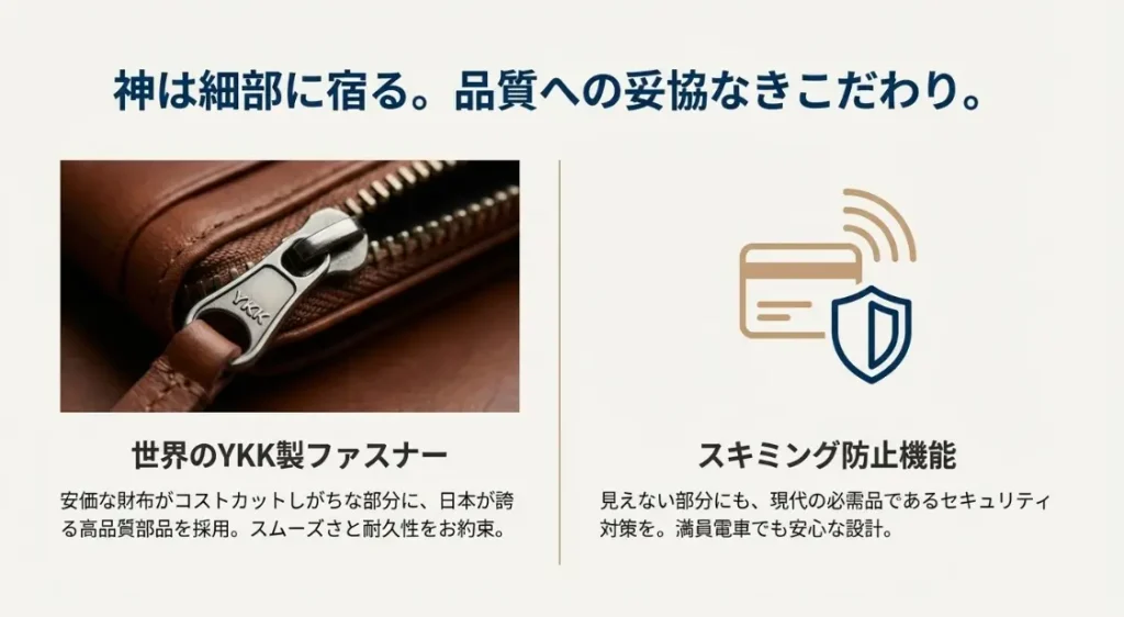 スキミング防止機能など現代ニーズに応える実用性