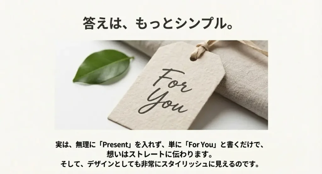 「For You」としたほうが、かえってスタイリッシュに見えることもあります