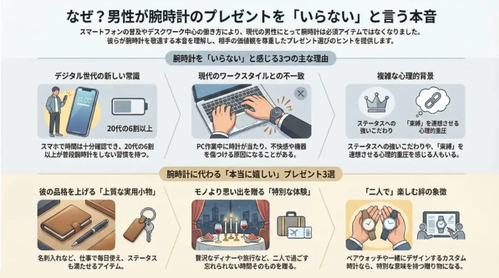 腕時計のプレゼントはいらないと考える男性の本音