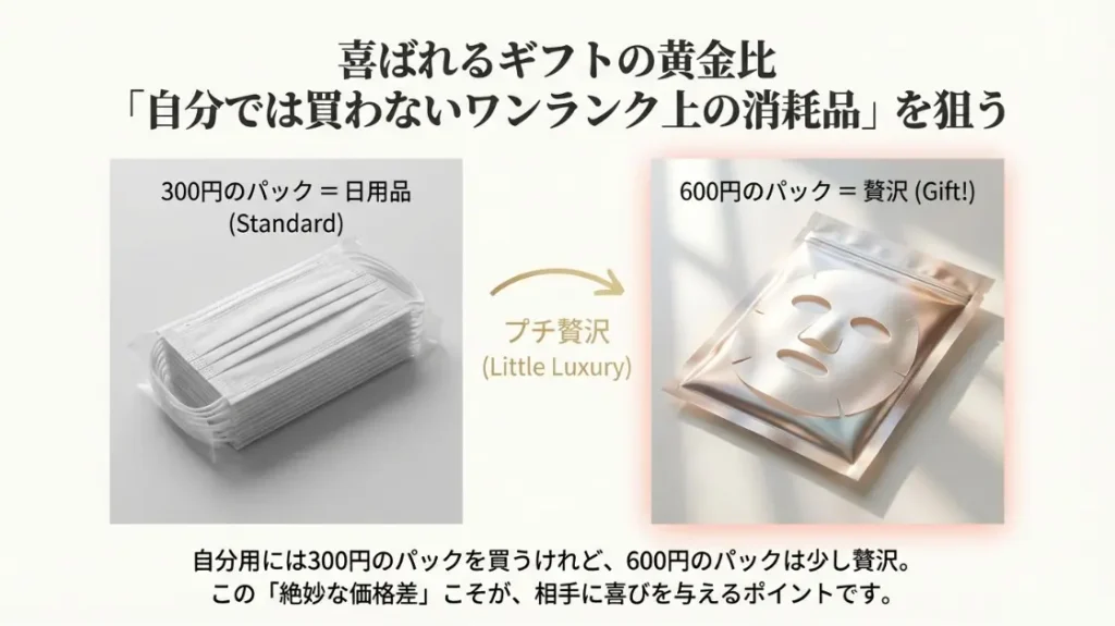 自分では買わないけれど、誰かからプレゼントされたら嬉しい、というラインの商品を探してみましょう。