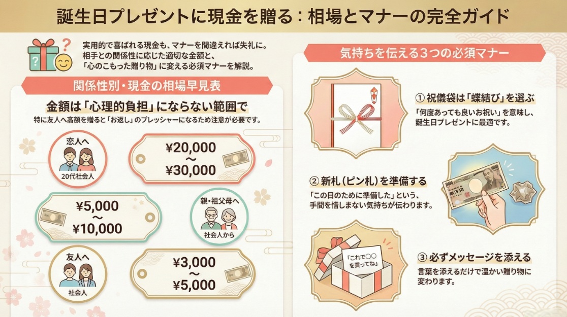 誕生日プレゼントに現金を贈る相場とマナーの完全ガイド