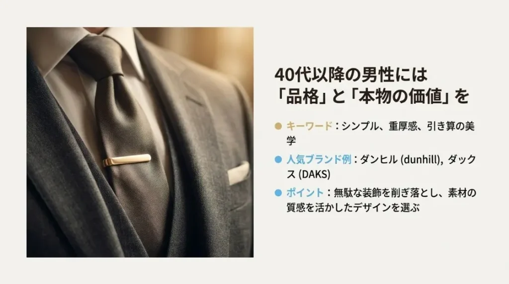 40代の大人な男性にはダンヒルなど風格あるブランドを