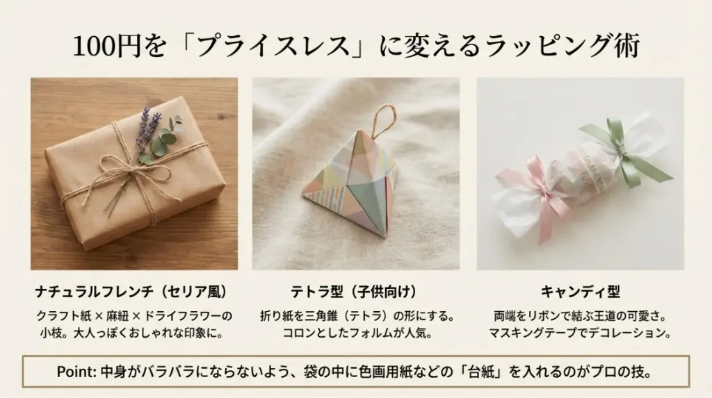 セリアやダイソーの素材でおしゃれなラッピング術